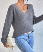 Crisscross V-Neck Long Sleeve Sweater