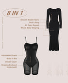 Built-In Shapewear Square Neck Long Sleeve Maxi Dress