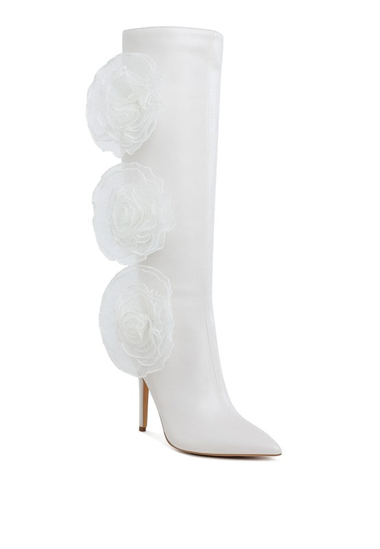 Chinkara Sheer Big Rose Detail Long Boots - Body By J'ne