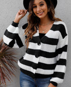 Striped Button Up Long Sleeve Sweater