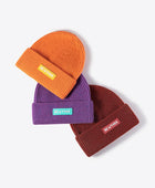 NEWYORK Patch Rib-Knit Cuffed Beanie