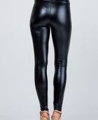 Jet black high waist shiny PU leather leggings