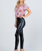 Jet black high waist shiny PU leather leggings