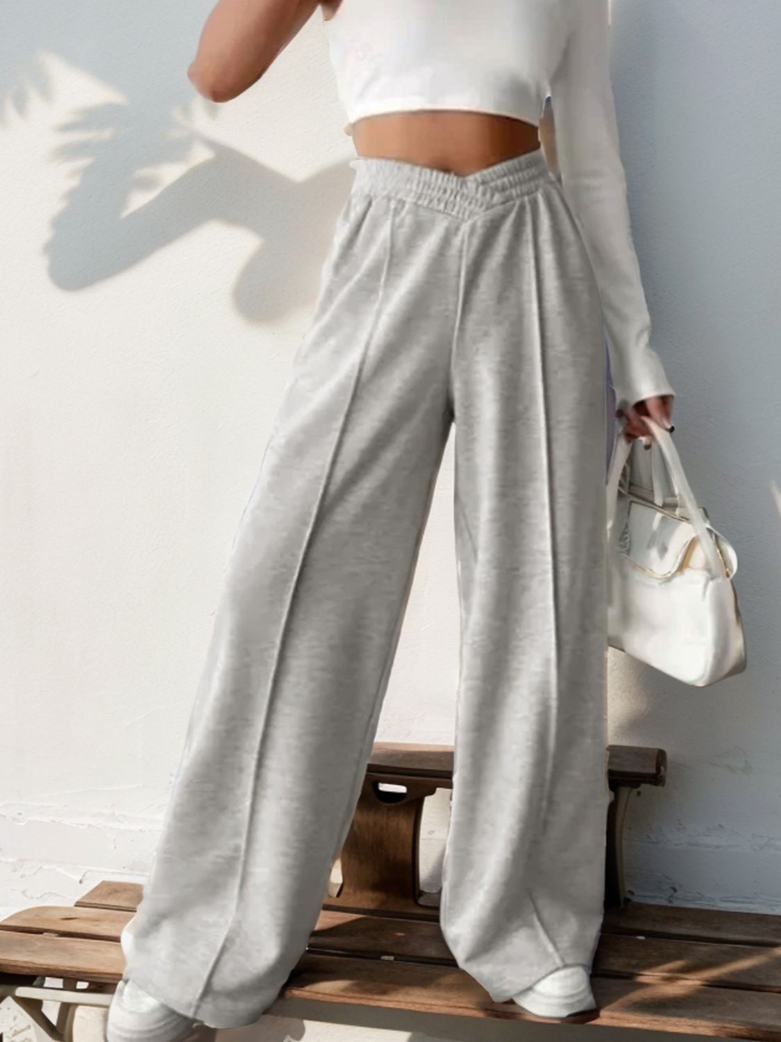 Perfee Elastic Waist Wide Leg Pants - Body By J'ne