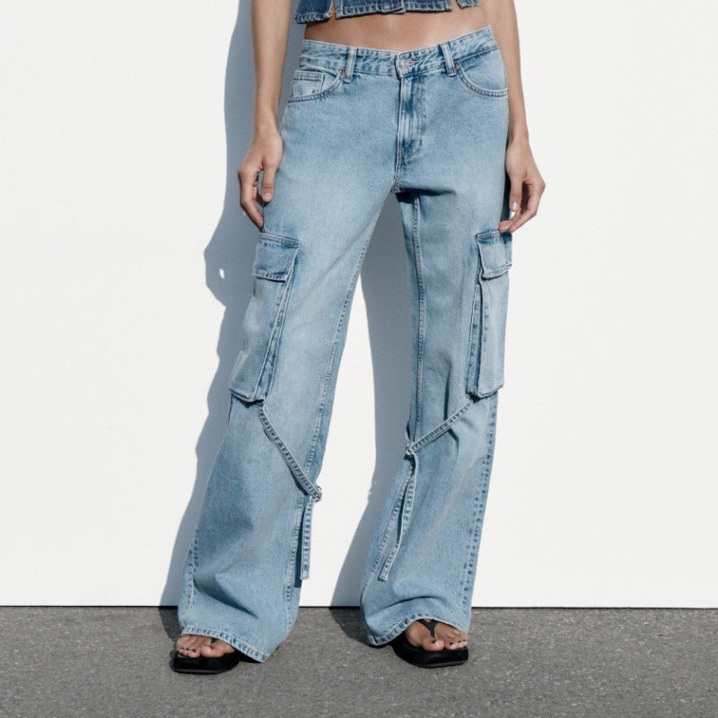 Mid Waist Cargo Jeans - Body By J'ne