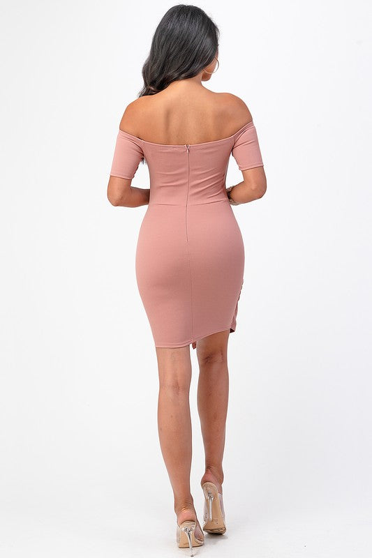 off the shoulder front twist bodycon dress - Body By J'ne