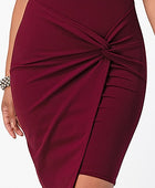 off the shoulder front twist bodycon dress