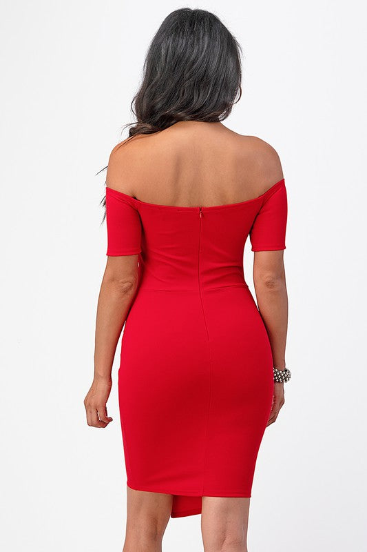 off the shoulder front twist bodycon dress - Body By J'ne