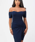 off the shoulder front twist bodycon dress