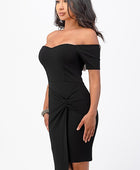 off the shoulder front twist bodycon dress