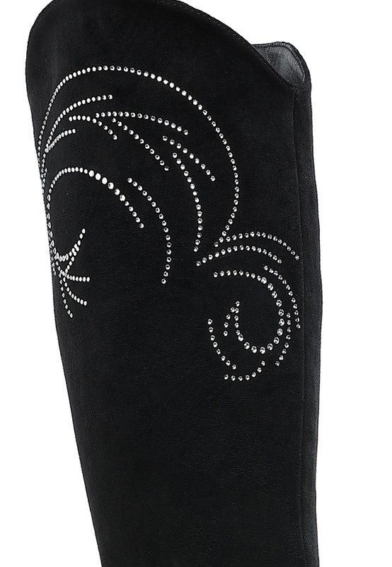Becks Rhinestone Patterned Calf Boots - Body By J'ne