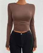 Devine Backless Round Neck Long Sleeve T-Shirt