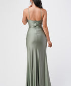 Tara side pleat overlap gown with side opening