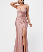 Tara side pleat overlap gown with side opening