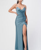 Tara side pleat overlap gown with side opening