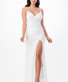 Tara side pleat overlap gown with side opening