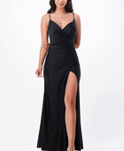 Tara side pleat overlap gown with side opening