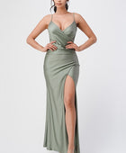 Tara side pleat overlap gown with side opening