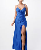 Tara side pleat overlap gown with side opening