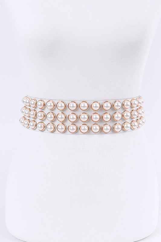 Pearl Studs Clear PVC Belt