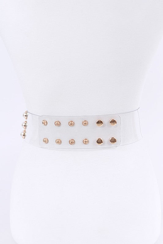 Pearl Studs Clear PVC Belt