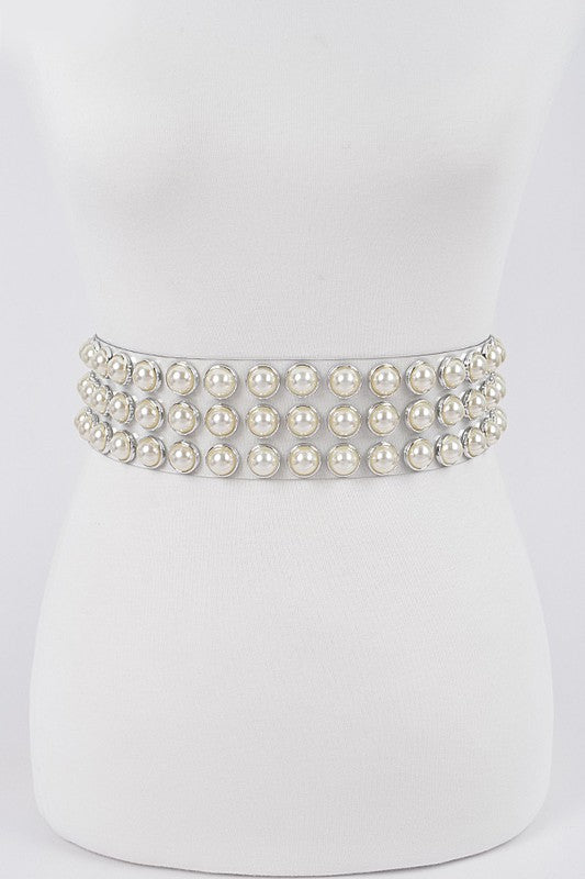 Pearl Studs Clear PVC Belt