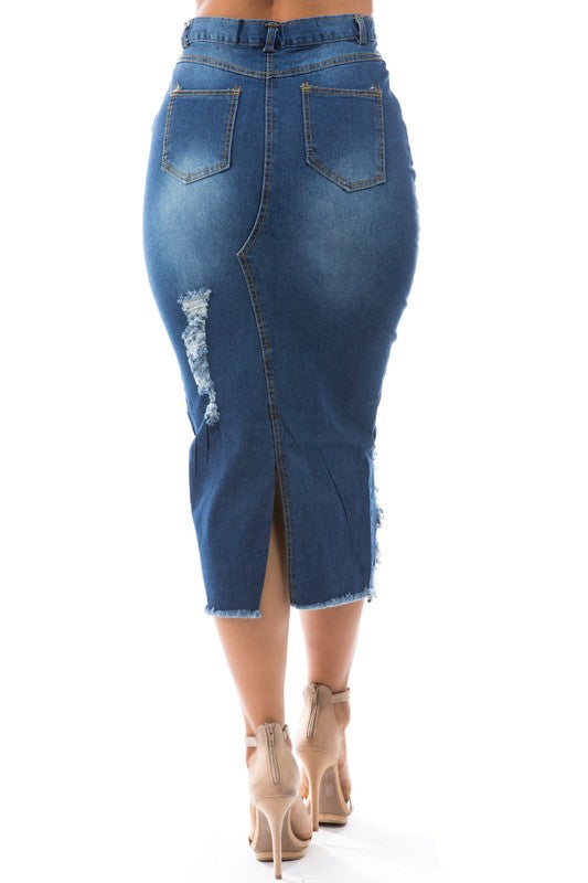 DON’T COME FOR ME DENIM MAXI SKIRT - Body By J'ne