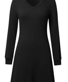 Texture V-Neck Long Sleeve Dress