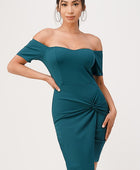 off the shoulder front twist bodycon dress