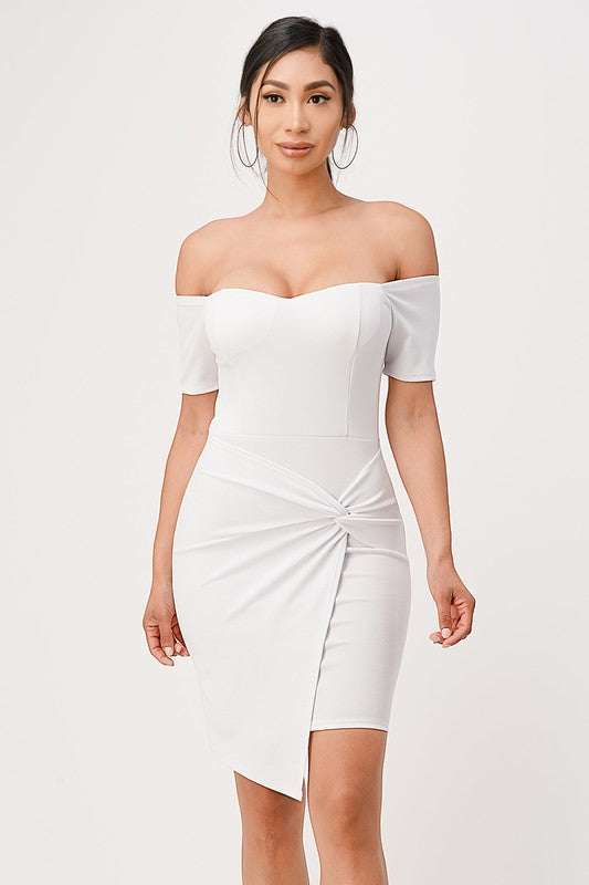 off the shoulder front twist bodycon dress - Body By J'ne
