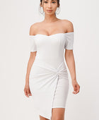 off the shoulder front twist bodycon dress