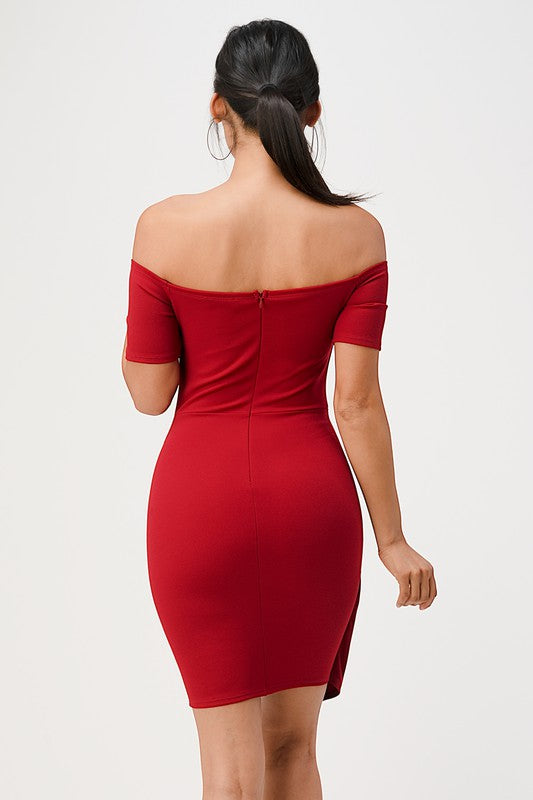 off the shoulder front twist bodycon dress - Body By J'ne
