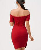 off the shoulder front twist bodycon dress