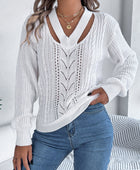 Cutout V-Neck Long Sleeve Sweater