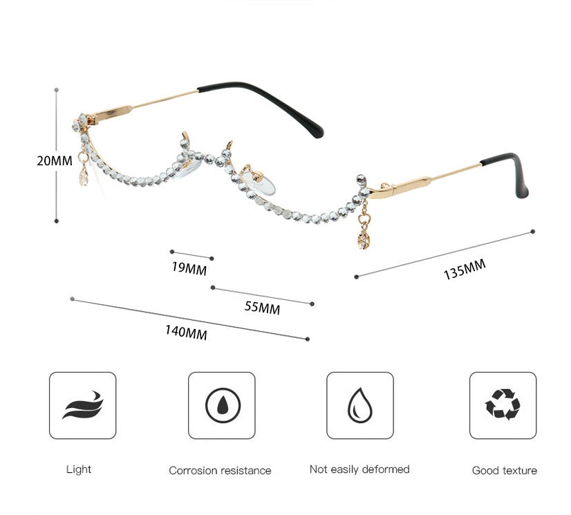 Gafas de media montura con forma de diamante