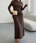 Devine Ruched Long Sleeve Maxi Dress