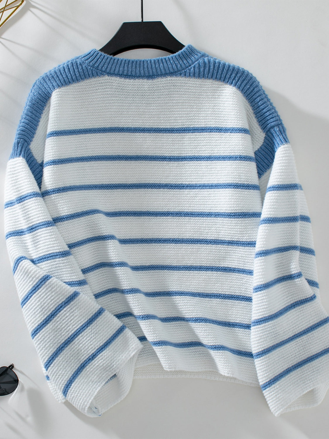 Striped Round Neck Long Sleeve Sweater - Body By J'ne