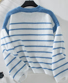 Striped Round Neck Long Sleeve Sweater