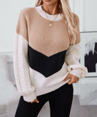 Contrast Round Neck Long Sleeve Sweater