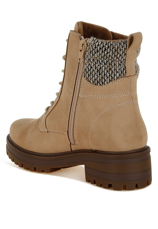 Mahisha Knitted Collar Zip-Up Hiker Boots - Body By J'ne