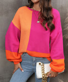 Color Block Round Neck Sweater - Body By J'ne