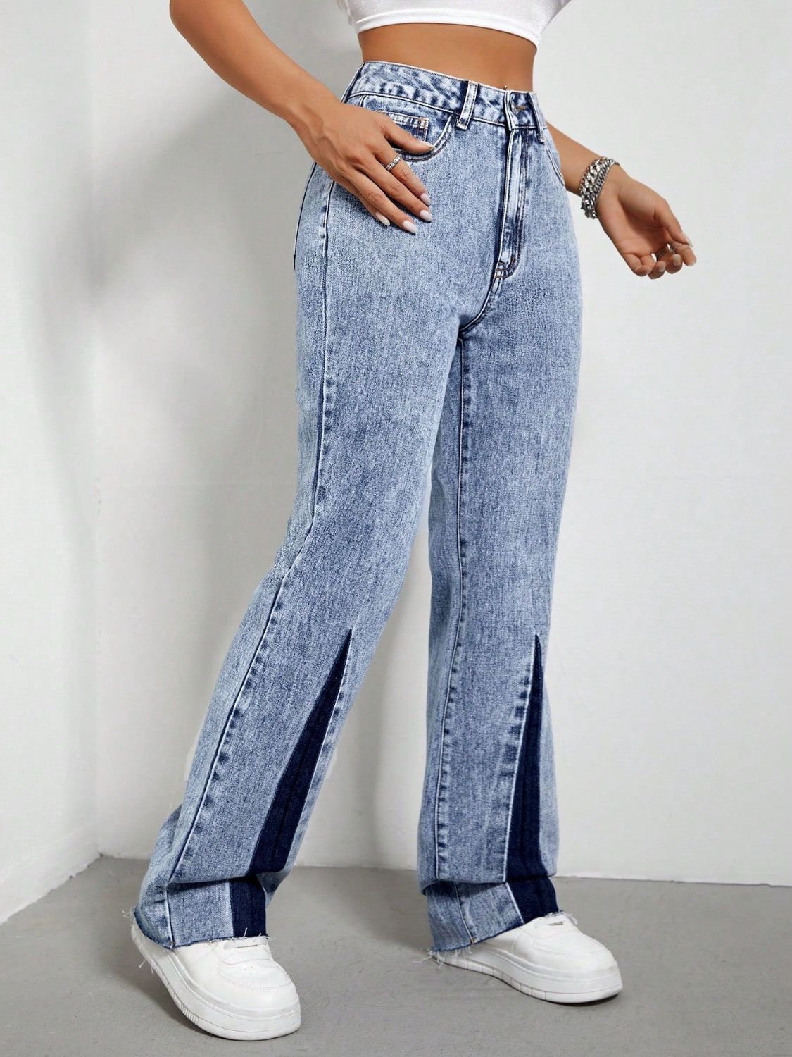 Contrast Bootcut Jeans with Pockets - Body By J'ne