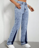 Contrast Bootcut Jeans with Pockets