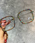 Gafas de moda cuadradas con incrustaciones de diamantes