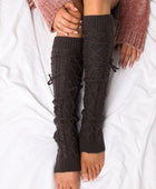 Cable Knit Long Tie Leg Warmer