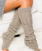 Cable Knit Long Tie Leg Warmer