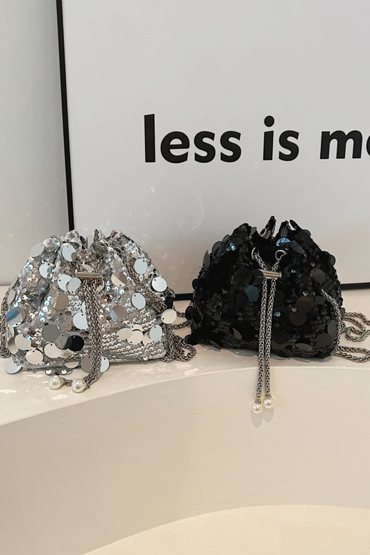 Drawstring Sequin Crossbody Bag - Body By J'ne