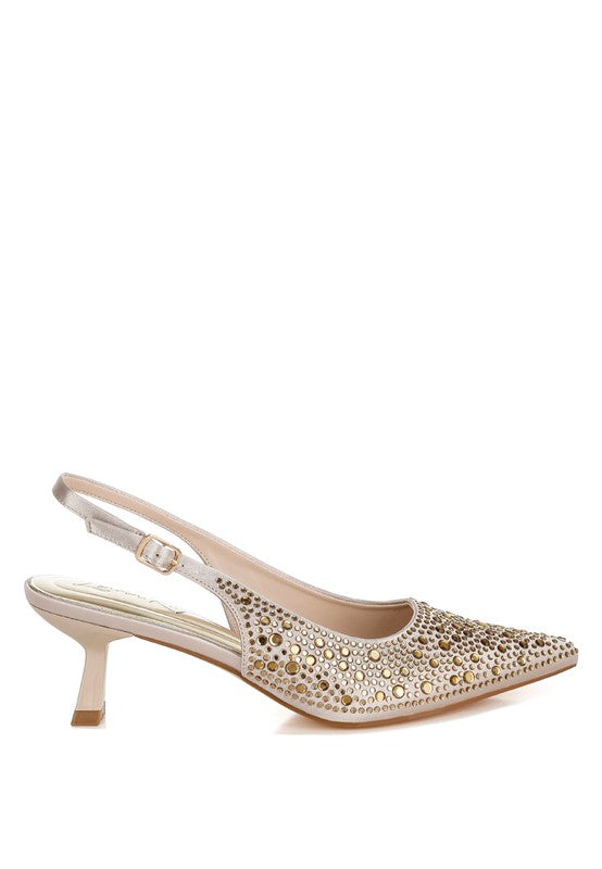 Vernaos Pointed Toe Rhinestone Slingbacks - Body By J'ne