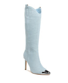 Ridda Metallic Cap Toe Denim Boots