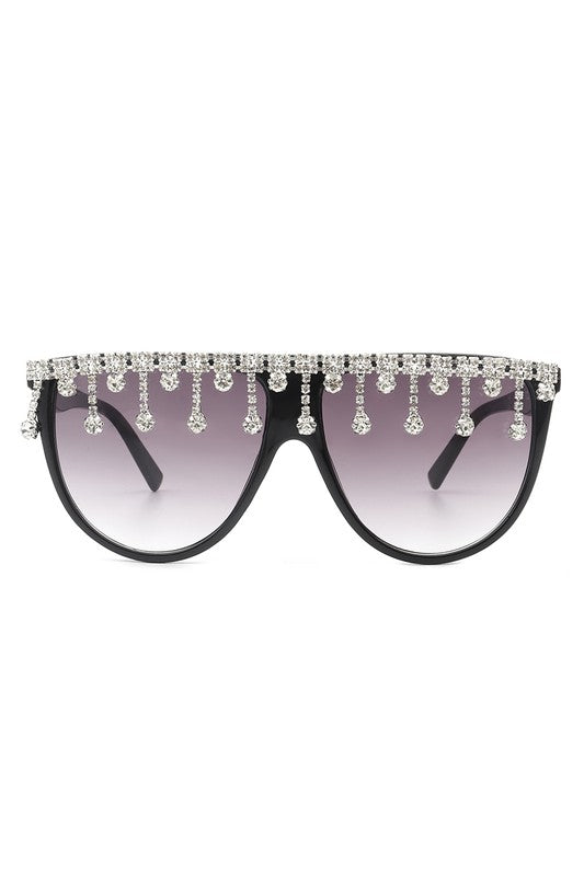 Gafas de sol de moda con diamantes de imitación de gran tamaño y forma redonda